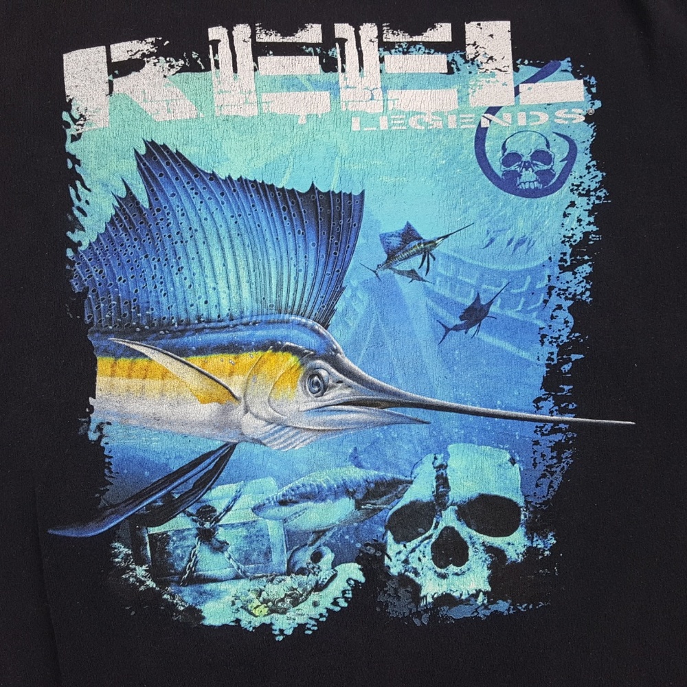 Reel Legends Men's T-shirt Size XL Black Sailfish - Picture 3 of 6